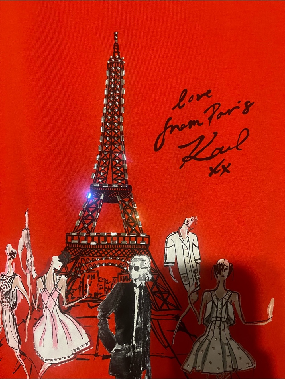 Karl Lagerfeld Bright Red Paris Graphic Short Sleeve Tee - Picture 8 of 10
